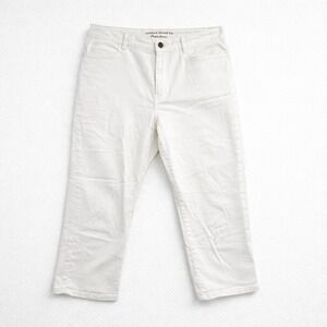 Lauren Ralph Lauren White Denim Cropped Jeans Mid Rise Side Slit Pants Womens 8